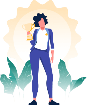 Winner Woman Holding Trophy